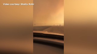 Motorist drives through RyeFire along Interstate 5 in Southern California