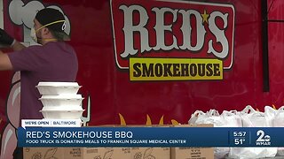 Red‘s Smokehouse BBQ food truck is donating meals to Franklin Square Medical Center