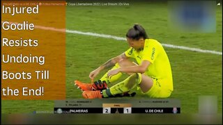 Injured Goalie Resists Removing Boot Till the End