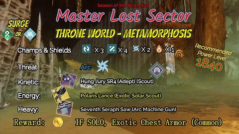 Destiny 2 Master Lost Sector: Throne World - Metamorphosis on my Strand Titan 9-26-23