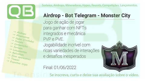Airdrop - Bot Telegram - Monster City - 100 MCG - Final 01/06/2022