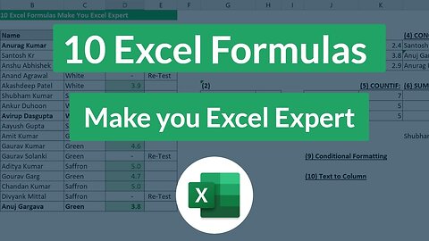 10 Excel Formula used daily at WORK