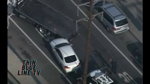 Tow Truck Ends Police Pursuit Of Suspect Of Assault With A Deadly Weapon On A Police Officer