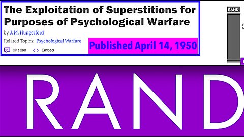 RAND: The Exploitation of Superstitions For Purposes Of Psychological Warfare & Project Soul-Catcher