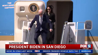 Biden survives walking down the stairs from Air Force One.