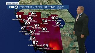 FORECAST: Feels like temperatures approaching triple digits on Monday