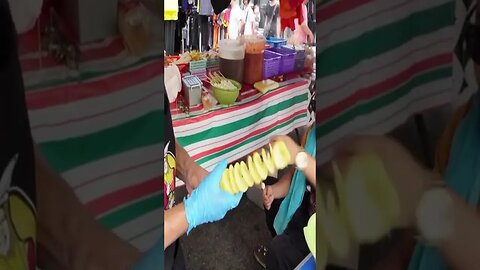 🍟 Must eat - Spicy friend Potatoes on a Stick! | Ramadan Street food #shorts #streetfood