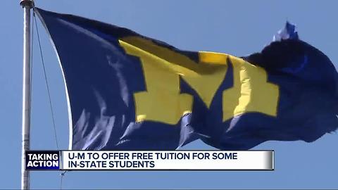 University of Michigan to offer free tuition for some in-state students