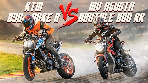 MOTO DRIFT BATTLE - KTM 890 DUKE R vs. MV AGUSTA BRUTALE 800 RR ｜ RokON VLOG #122