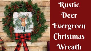 Christmas Crafts: Rustic Deer Evergreen Christmas Wreath