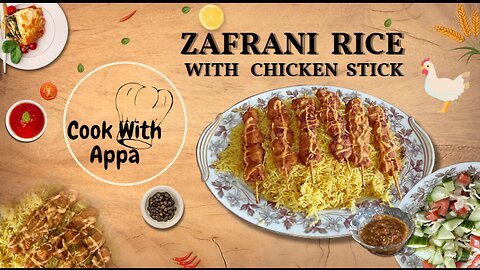 Zafrani Rice with Chicken Sticks/Zafrani Chicken Pulao #ricerecipe #zafranibiryani #deliciousfood