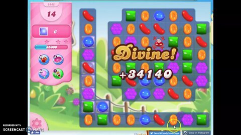 Candy Crush Level 1445 Audio Talkthrough, 1 Star 0 Boosters
