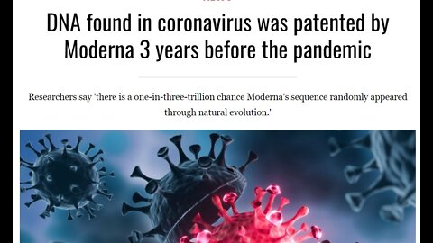 COVID-19 DNA LINKED TO MODERNA PATENT FILED IN 2016