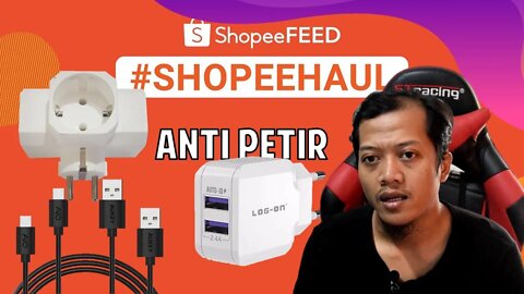 Shopee Haul | Kepala Charger Log-On, Steker T Arde Broco, Kabel USB Aukey