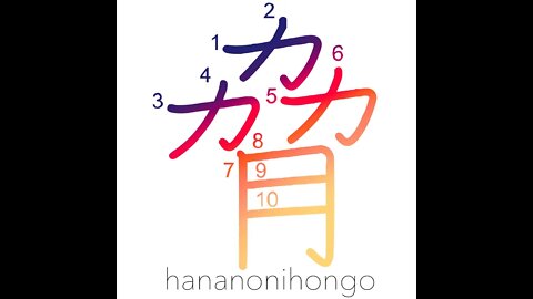 脅 - threaten/coerce/intimidate - Learn how to write Japanese Kanji 脅 - hananonihongo.com