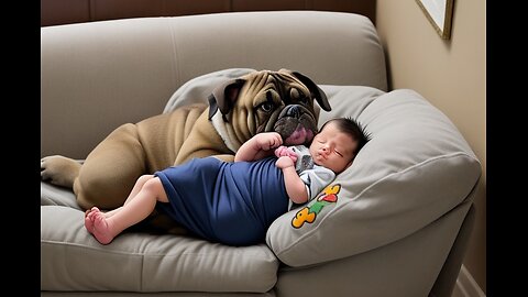 Baby and Bulldog Cuddle Time#animal#dog#baby