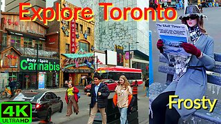 【4K】Sub-zero spectacle at Yonge-Dundas Square Downtown Toronto Canada 🇨🇦