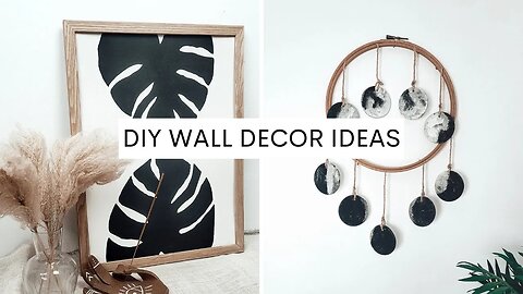 DIY WALL ART DECOR Ideas | Clay Moon Phases Wall Hanging and Monstera Painting