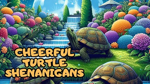 "Cheerful Turtle Shenanigans: Delightful antics of playful turtles in action!"