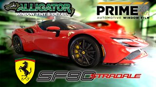 2021 Ferrari SF90 Stradale window tint install with XPEL PRIME XR PLUS