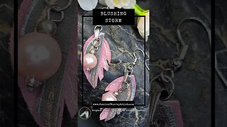 BLUSHING STORM, 1 inch, leather feather earrings