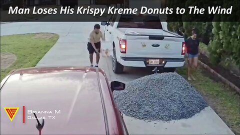 Man Loses His Krispy Kreme Donuts to The Wind Caught on Vivint Camera | Doorbell Camera Video