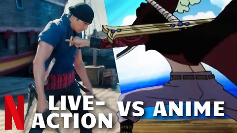 ONE PIECE( Episode 5) 'Zoro vs Mihawk Fight Scene' - Netflix Live Action Series VS Anime Comparison