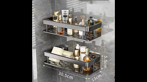 Punch-free Bathroom & Kitchen Shelf Shelves Wall Mounted Shampoo Storage Rack