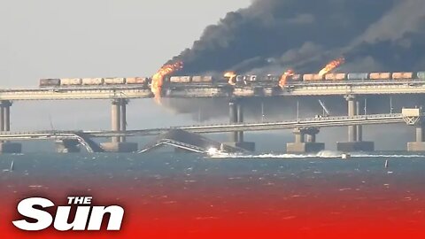 Fire rages on after blast on Crimea bridge as Russia launches investigation