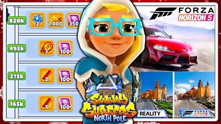 Subway Surfers Polo Norte 2021 | Forza Horizon 5 vs Realidade | Recorde com Elf Tricky Ice