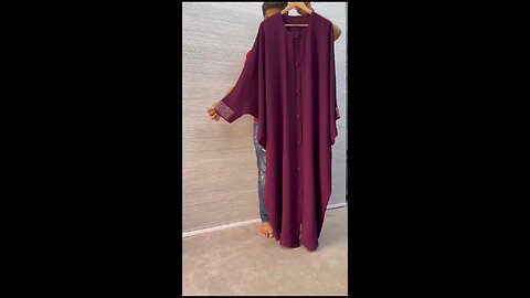 Kaftan abaya with daimond work sleeves (fromt open with button) (with black hijab