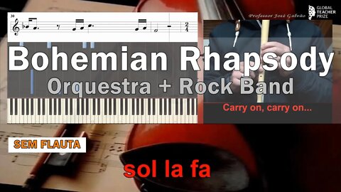 Bohemian Rhapsody MIX Orquestra + Banda Rock Piano Guitarra Flauta Cifra Educação Musical SVG