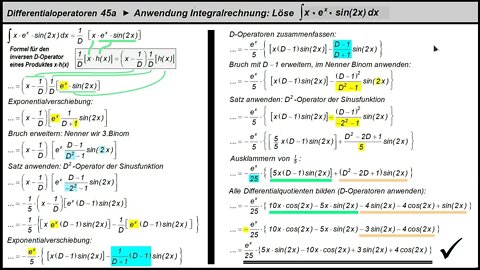 Differentialoperatoren 45a ► Anwendung: Integrale lösen ► ∫ x · exp(x) · sin(2·x) dx