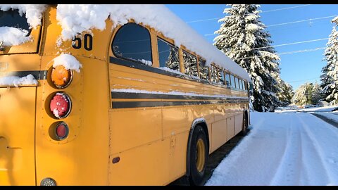 Bus's First Snow | 1989 Crown Super Coach | Skoolie