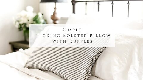 Simple Ticking Lumbar or Bolster Pillow with Ruffles