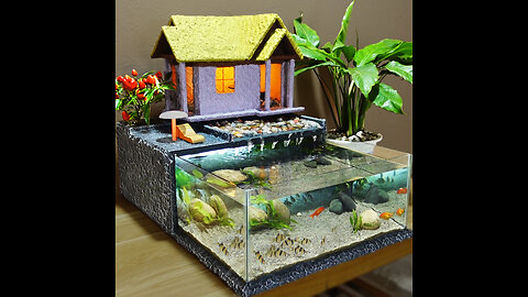 Amazing ideas - Build a mini beautiful resort with house and waterfall aquarium