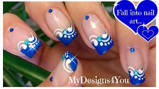 Blue French tip nail art design