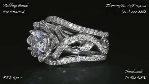 BBR 630 1 Diamond Engagement Ring Handmade In The USA With Attached Wedding Bands