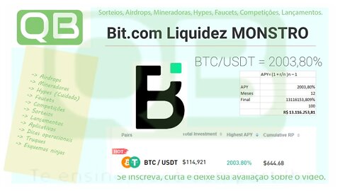 #APY - Exchange Bit.com - Liquidez BTC/USDT 2003,80%