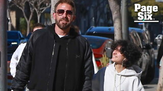 Ben Affleck looks unusually smiley on outing with Jennifer Lopez's child Emme