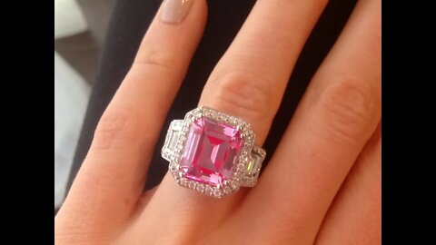 Amazing Custom Chatham Pink Sapphire and Diamond Ring