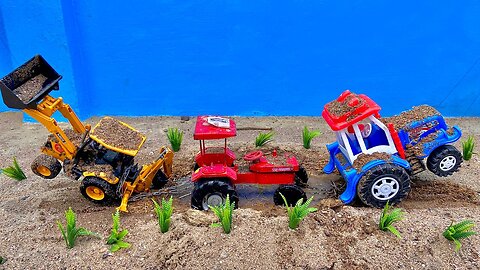 Mahindra Novo Tractor Stuck in Pond mud Pulling out by JCB 3DX Backhoe Loader and Sonalika 60 4WD