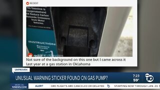 Fact or Fiction: Sticker instructs people to insert gas pump nozzle int mouth or rectum?