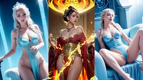 [4K AI ART] Beautiful Goddesses of Ice and Fire / AI Lookbook on Stable Diffusion