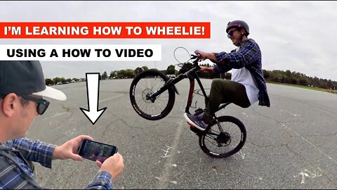 I'M USING THE MOST POPULAR ** HOW TO WHEELIE ** VIDEO TO LEARN! @Berm Peak