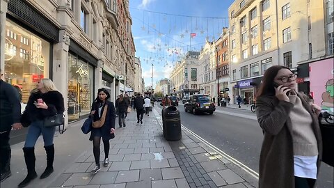 4K 60fps London England🇬🇧Christmas Decorations In Daylight BUSY London City Walk|Walking Tour 2023