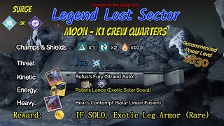 Destiny 2 Legend Lost Sector: Moon - K1 Crew Quarters on my Void Titan 8-20-23