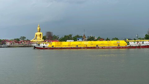 RattanathanakiJ951 cement container ship crossing Koh Kret in Nonthaburi Thailand