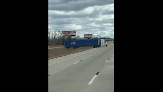 Truck Driver Makes Uturn On Highway