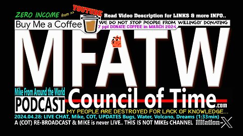 2024.04.28: LIVE CHAT, Mike, COT, UPDATES Bugs, Water, Volcano, Dreams (1:33min)